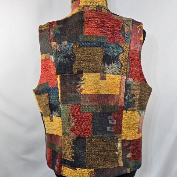 BETS by Canvasbacks Lined Patchwork Design Vest Size XL Wood Buttons USA (MM-3) - Picture 5 of 14